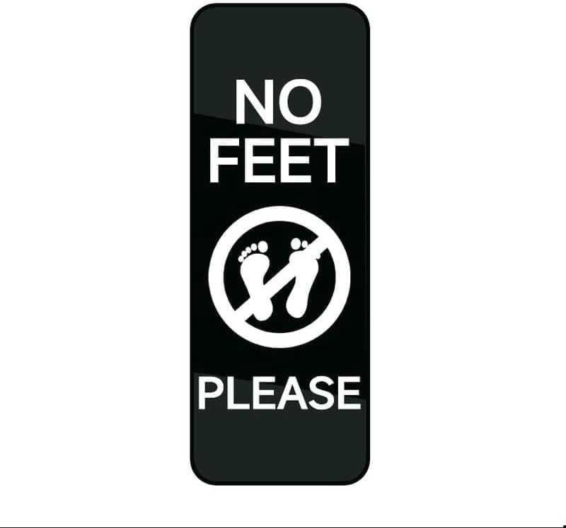 Acrylic Plastic Signs 3x8 Inch No Feet Please Wall Or Door Sign Black ...