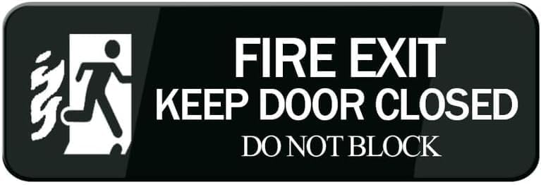 Acrylic Plastic Signs 3x8 Inch Fire Exit Keep Door Closed Do Not Block ...