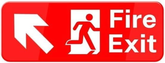 Acrylic Plastic Signs 3x8 Inch Fire Exit With Top Left Arrow Sign Self ...
