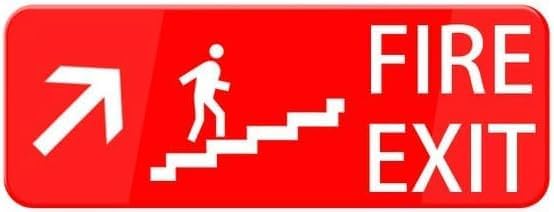 Acrylic Plastic Signs 3x8 Inch Fire Exit Top Right Arrow Sign Self Sign ...