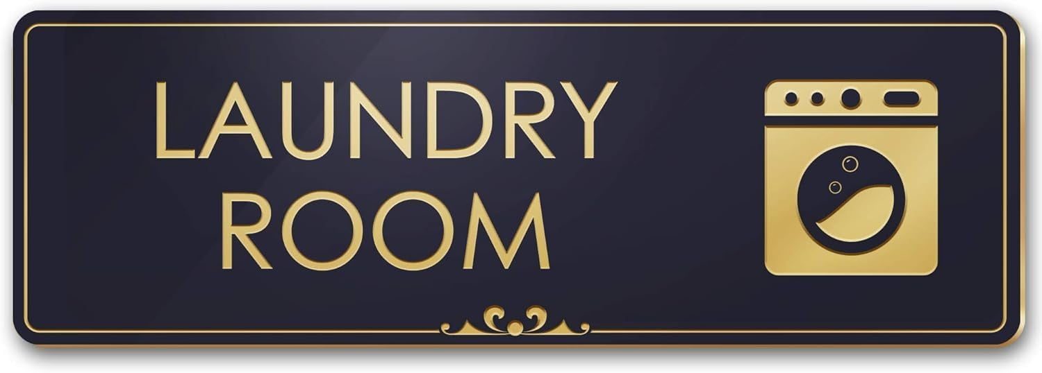 Acrylic Plastic Signs 3x8 Inch Laundry Room Sign Blackgold Engraved ...