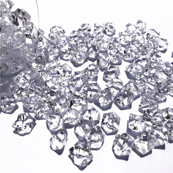 Acrylic Plastic Vase Filler, 0.24x0.35 Inch Ice Rocks Table Scatter Gems Stones 200 Pcs Vase Filler Decorative Beads Fish Tank Wedding Party Decorations Colorful Small Stones (White)