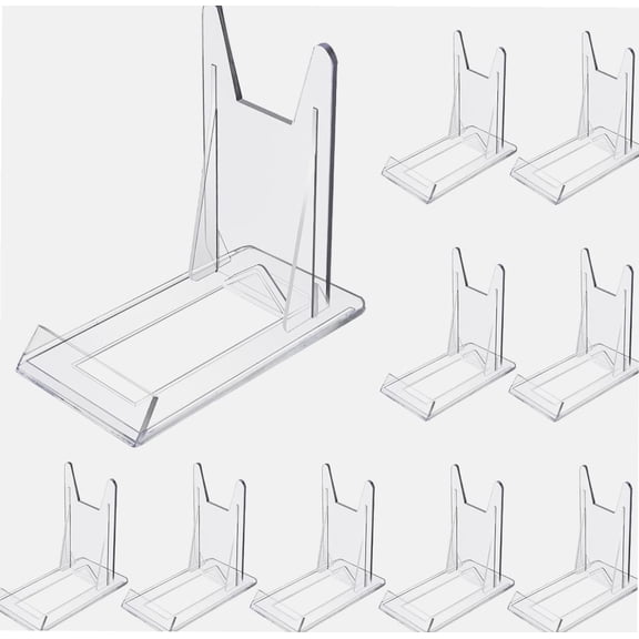 Acrylic Plate Stands, 10 Pcs Mini Clear Plastic Display Holders Adjustable Picture Plate Easels Stands to Display Flat Plates, Photos, Place Cards