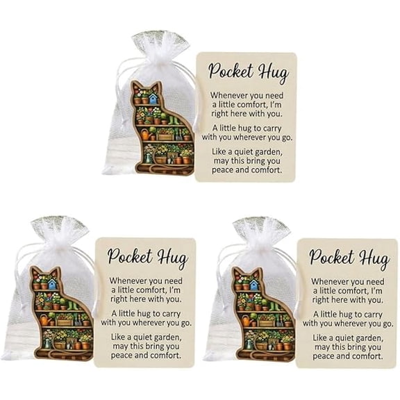 Acrylic Pocket Hug Comfort Token, Cat Lover Inspirational Gift Keepsake with Message Card for Friendship Support Healing(3pcs)Q