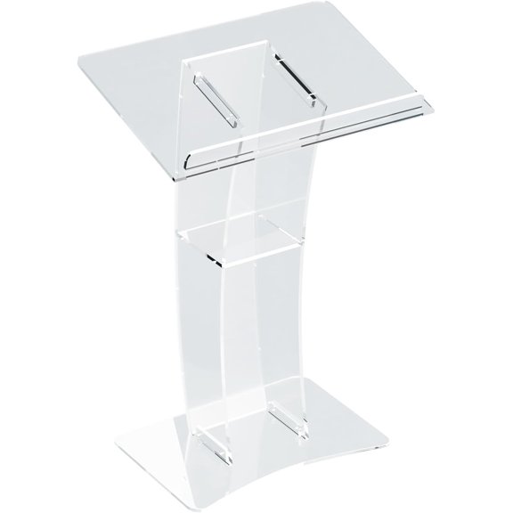 Acrylic Podium with Curved Design, Transparent Acrylic Podium, Curved Design Lectern for Presentations, Modern Public Speaking Podium for Conferences, Ceremonies, and Schools