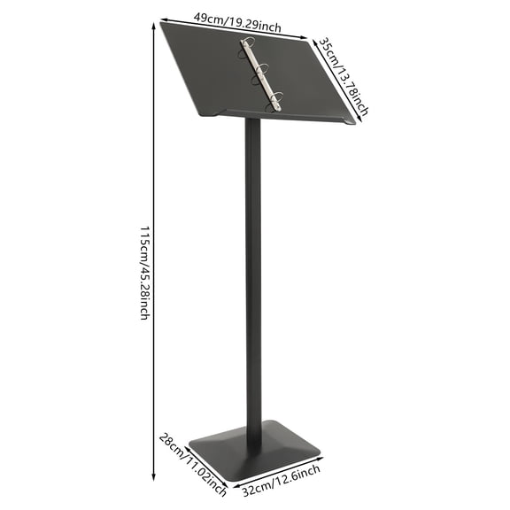 Acrylic Podium for Floor, Height Adjustable Standing Lectern with Detachable Binder for Menu, Music Sheet, Contract Display in Restaurant, Church, Hall