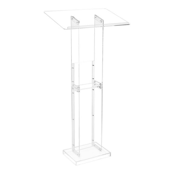 Acrylic Podium Stand 50in Portable Lectern with Storage Shelf - Wide Reading Surface, Durable Clear Acrylic, Easy Assembly for School, Church, Wedding & Events