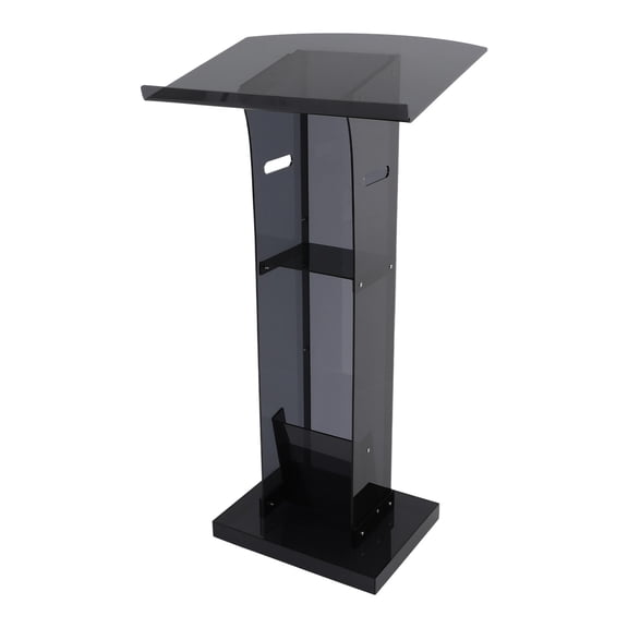 Acrylic Podium Stand, Floor Standing Podium, Acrylic Podium with Storage Shelf