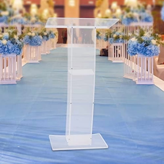 Acrylic Podium Stand Portable Presentation Podium with 23.62 in Reading Surface Platform, Clear Podium for School Lectern Conference Pulpit Lectern Desk for Churches, Restaurants$$Office