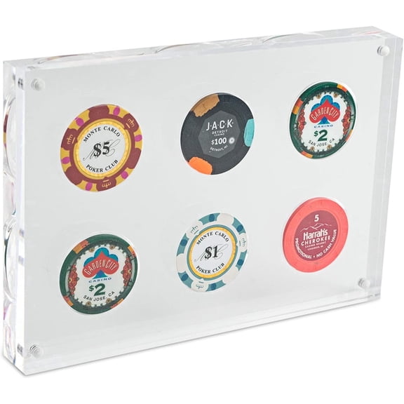 Da Brigh Acrylic Poker Chip Counter Showcase Display, 1 in x 8 in x 5.5 in, Clear