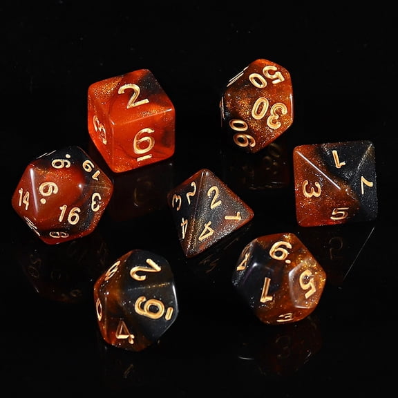 Acrylic Polyhedral Dice Set for Playing Tabletop Games Square Rhombus Triangle & Polygon Coconut Brown 14~20x14~20x14~20mm 7pcs/set