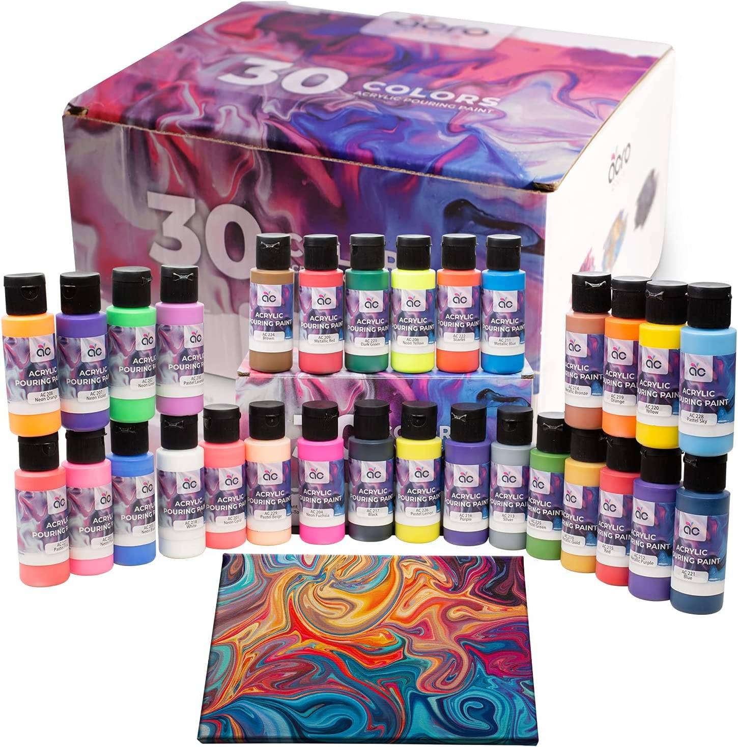 Acrylic Pouring Paint Set, Pouring Medium for Acrylic Paint, Pouring  Paint Cotton Canvases, High Flow Pouring Paint Supplies, Art Supply