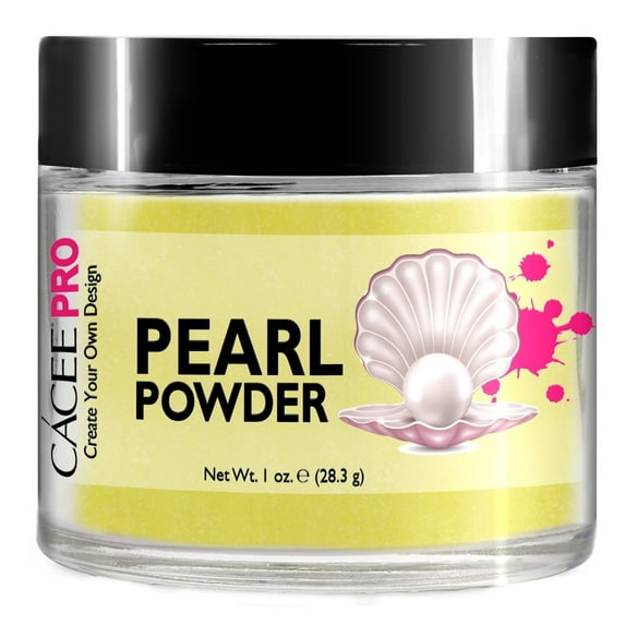 Acrylic Powder for Nails, Pearl Color Nail Art, 1oz Jar by Cacee, For Professional Acrylic Nail Kit, Premix of Pigments, Pearlescent & Metallic Effects (Lemon Yellow #13)