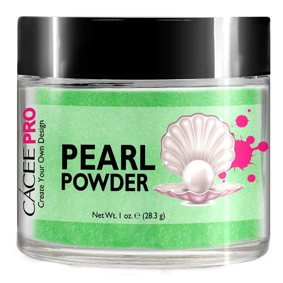 Acrylic Powder for Nails, Pearl Color Nail Art, 1oz Jar by Cacee, For Professional Acrylic Nail Kit, Premix of Pigments, Pearlescent & Metallic Effects (Lime Green #3)