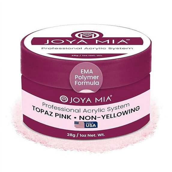 Acrylic Powder for Nails, Super Adhesion Acrylic Nail Powder, Professional Colored Acrylic Nail Powder for Flawless & Beautiful Acrylic Nail Enhancements, Topaz Pink, 1 oz - Joya Mia