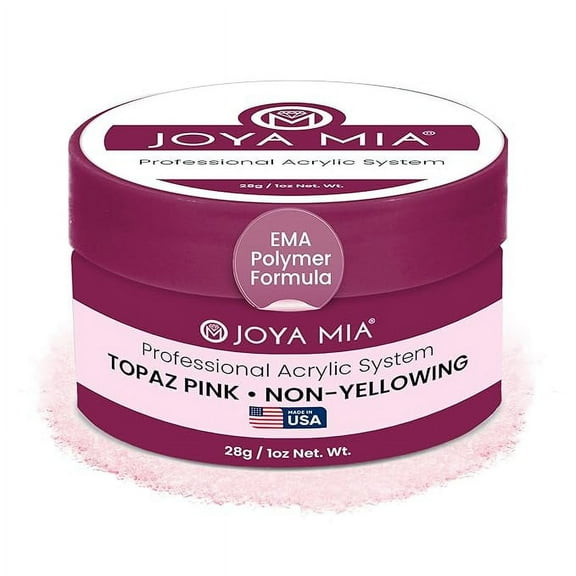 Acrylic Powder for Nails, Super Adhesion Acrylic Nail Powder, Professional Colored Acrylic Nail Powder for Flawless & Beautiful Acrylic Nail Enhancements, Topaz Pink, 1 oz - Joya Mia