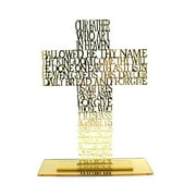 Acrylic Priest Father Scriptures for Cross with Stand Religious Church Standing Crucifix Catholic Prayer Relics Ornament