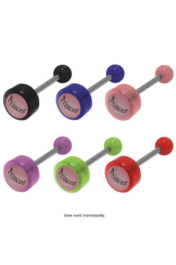 Acrylic Princess Logo Barbell Tongue Ring