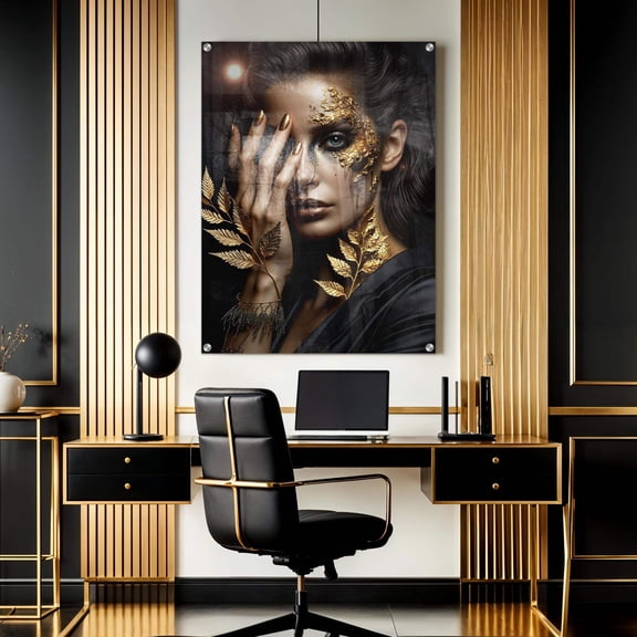 Acrylic Print Black Gold Woman