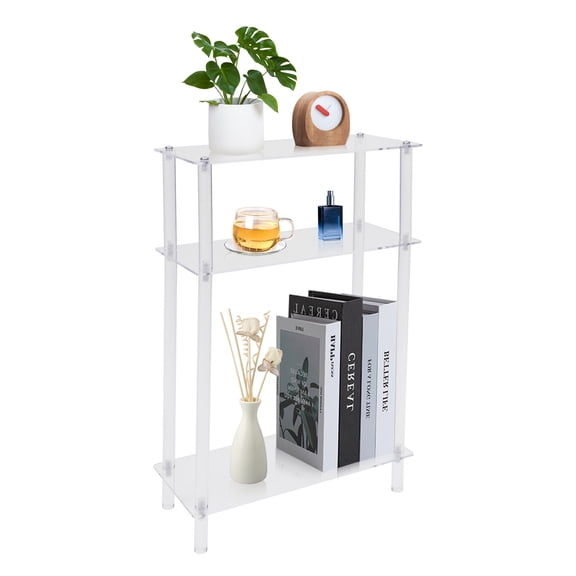 Acrylic Printer Stand Printer Table Desktop Under Desk Acrylic Narrow Side Table 3-Tier Printer Table on Wheels Multifunctional Rolling Printer Cart Storage Shelf for Home Office Organization