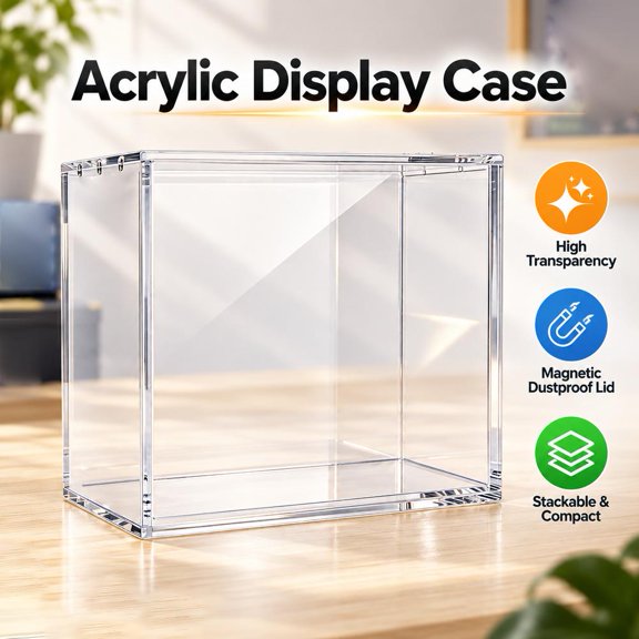 Acrylic Protector Case, Clear Display Case with Magnetic Lid, Dustproof Top-Loading Storage (Case Only)