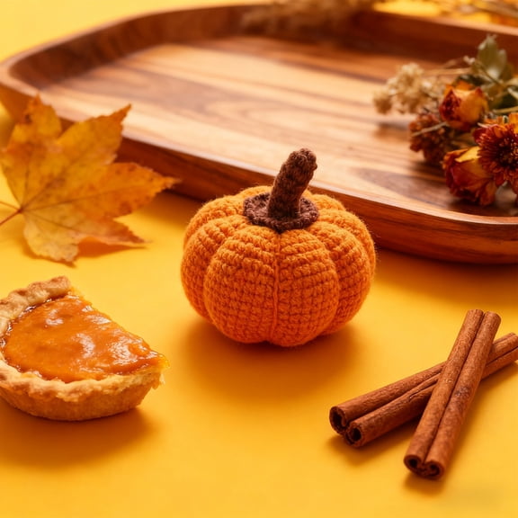 Acrylic Pumpkin Woolen Doll Decoration, Thanksgiving Desktop Ornament, Holiday Prop, Handmade Crochet Pumpkin, Autumn Home Decor, Festive Seasonal Accent