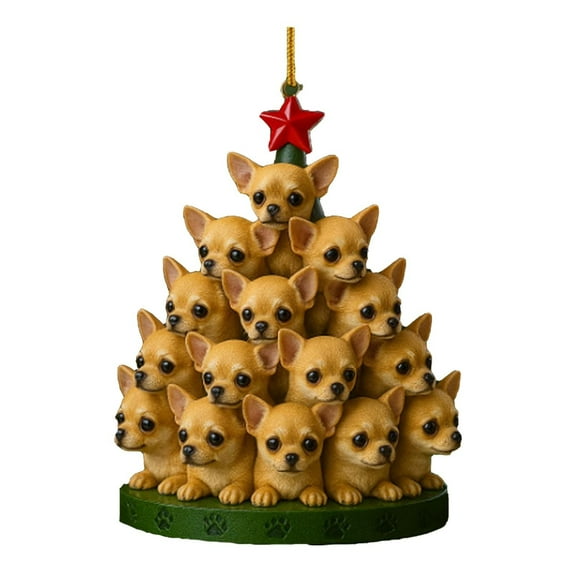 Acrylic Puppy Pendant Cute Dog Decorative Ornament for Christmas Tree and Gifts