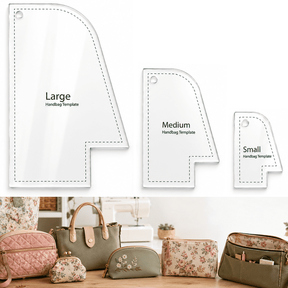 Professional Handbag Pattern Acrylic Purse Pattern Template (3-Piece Kit), S/M/L Transparent Handbag ...