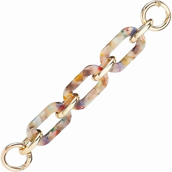 Acrylic Purse Strap Extender Short Resin Bag Chain Extender Handbag Handle Replacement Decoration Charms with Gold Alloy Spring Gate Ring