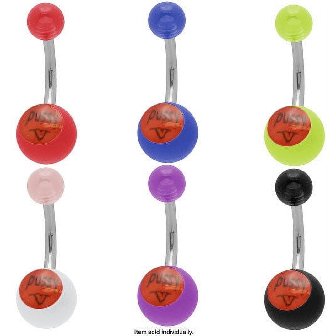 Acrylic Pussy Logo Belly Button Ring Navel Barbell Surgical Steel 14G -  Walmart.com