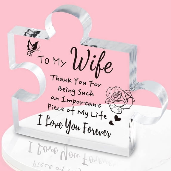 Acrylic Puzzle Gift for Dad and Mom – Personalized Clear Acrylic Block with Sweet Message, Desktop Decoration for Father’s Day, Mother’s Day, Birthday, Anniversary and Christmas