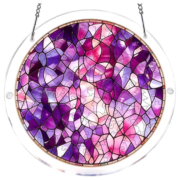 Acrylic Puzzle Hanging Custom Photo for Family Moments - DIY Circular Glass Window Ornament for Living Room and Bedroom