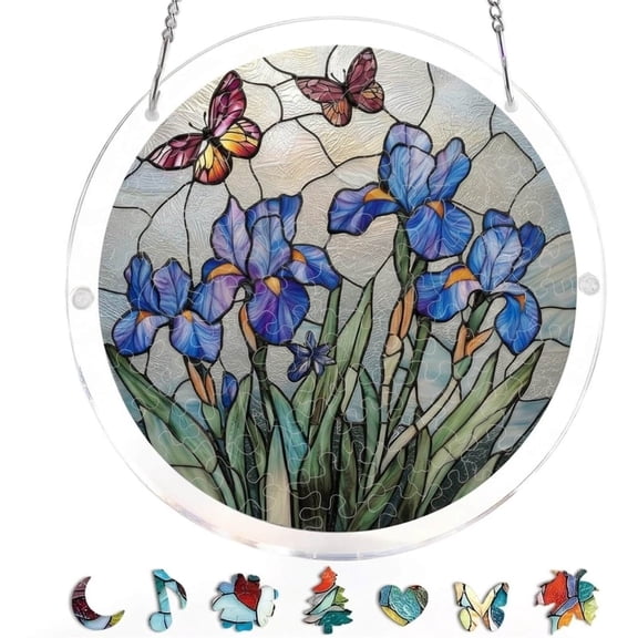 Acrylic Puzzle Pendant Sunshade Window Hanging Decorative UV Block Plate For Home Office,A