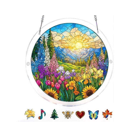 Acrylic Puzzle Pendant Sunshade Window Hanging Decorative UV Block Plate For Home Office,C