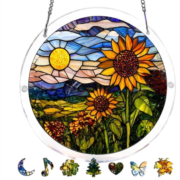 Acrylic Puzzle Pendant Sunshade Window Hanging Decorative UV Block Plate For Home Office,E
