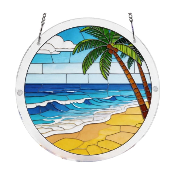 Acrylic Puzzle Suncatcher, 7.5 Inch DIY Window Hanging Sun Catcher Kit, Dawn Blossom Sea & Hummingbird Design for Home Garden Decor, Gift for Mom