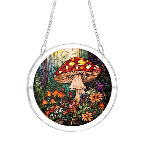 Acrylic Puzzle Suncatcher 8 Inch Stained Glass Style Hanging Garden Decor Stained Glass Window Hanging Sun Catcher Puzzle for Patio Porch Living Room 1 Pack