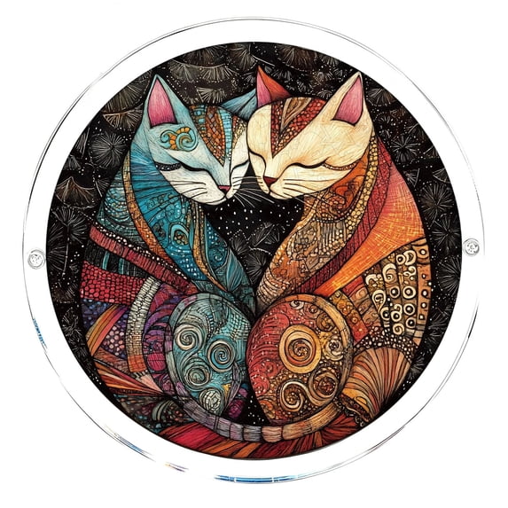 Acrylic Puzzle Suncatcher 83Pcs Stained Glass Window Hanging Ornament Cat Pattern DIY Craft Light Catcher Decoration for Home Garden and Decorative Gift
