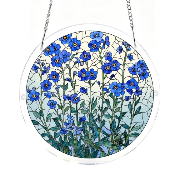 Acrylic Puzzle Suncatcher, Azure Bloom Whisper Window Hanging Ornament, DIY Assembly Sun Catchers, Indoor Home Garden Art Decoration