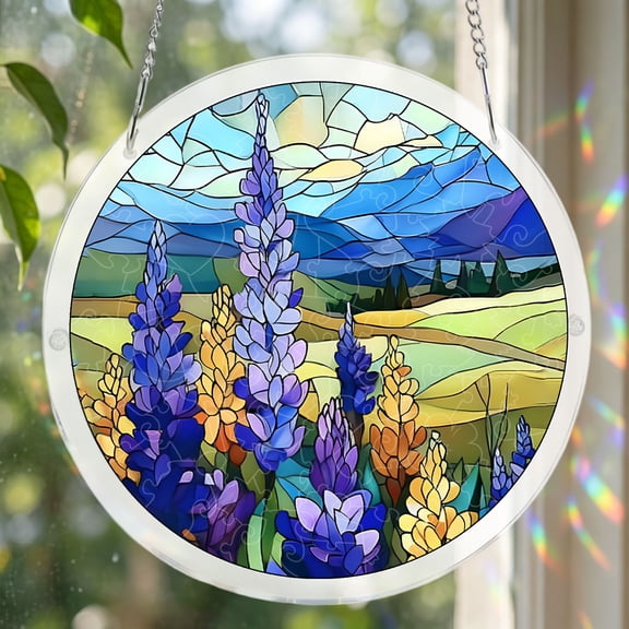 Acrylic Puzzle Suncatcher Deep Purple Window Hanging Art Decor for Home Living Room Bedroom Kids Room Sunlight Refraction Rainbow Effect 7.4 Inches