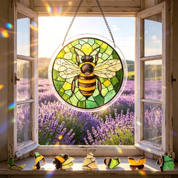 Acrylic Puzzle Suncatcher with Emerald Flame Hummingbird,DIY SunCatchers Puzzle for Window Hanging,Home and Garden Decor Craft Kit,Creative Puzzle Piece for Bright Display