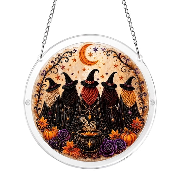 Acrylic Puzzle Suncatcher Halloween Decor, Window Hanging Sun Catcher Ornament, Halloween Witch Puzzle Suncatcher for Window Hanging Art Decor