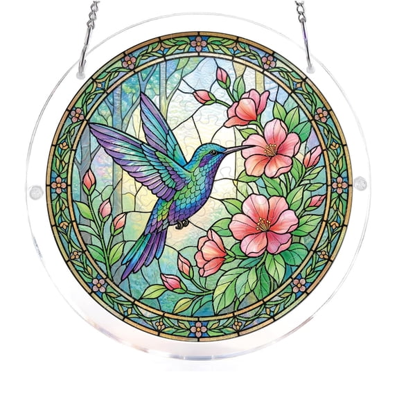 Acrylic Puzzle Suncatcher Hanging Panel with 83 Pieces Round Shape ...