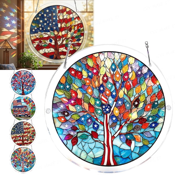 Acrylic Puzzle Suncatcher Home Garden Hanging Decoration Stained Glass Visual Effect DIY Handmade Puzzle Kit Stylish Aesthetic Decor for Daily Living Space,B