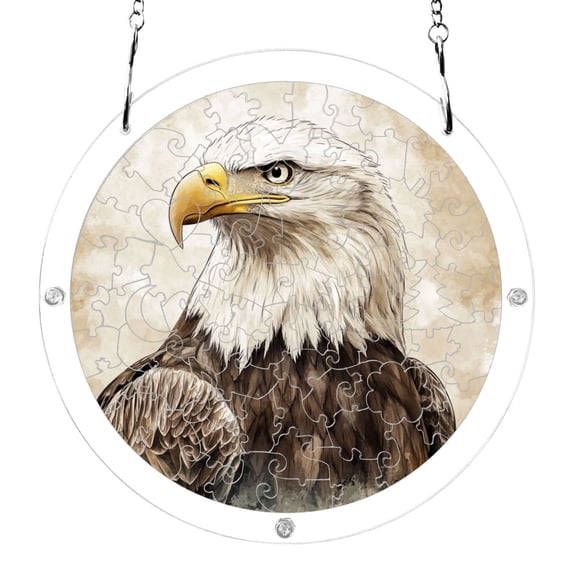Acrylic Puzzle Suncatcher Jigsaw Hanging Ornament Garden and Home Decor Bald Eagle