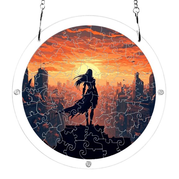 Acrylic Puzzle Suncatcher Jigsaw Hanging Ornament Garden and Home Decor Elven Woman