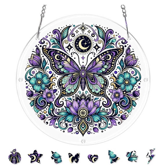 Acrylic Puzzle Suncatcher, Stained Sun Catchers Puzzle for Window Hanging, Acrylic Puzzles Pendant, Ideal Gift for Home Decor