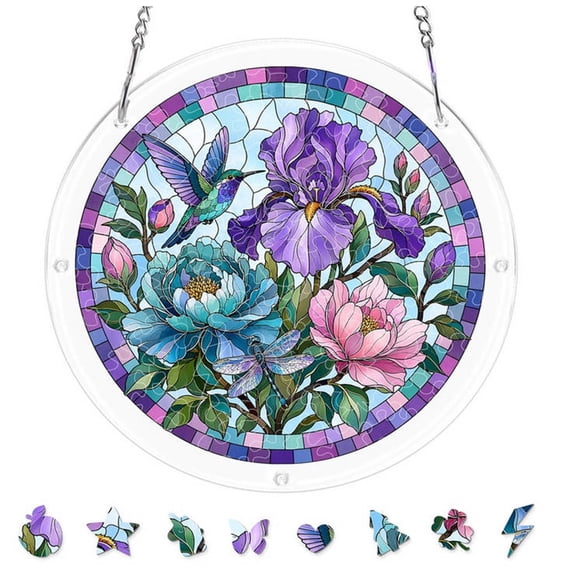 Acrylic Puzzle Suncatcher, Stained Sun Catchers Puzzle for Window Hanging, Acrylic Puzzles Pendant, Ideal Gift for Home Decor