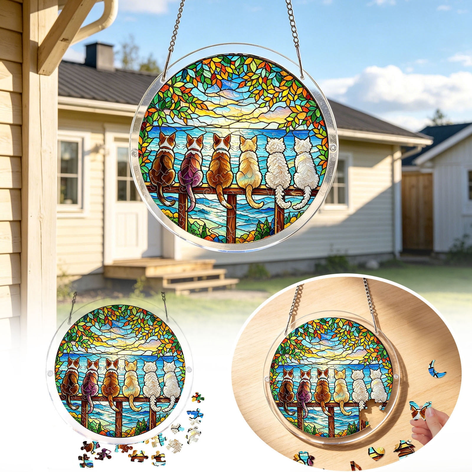 Acrylic Puzzle Suncatcher Window Hanging 7.4 Inch 83 Piece DIY Wind ...