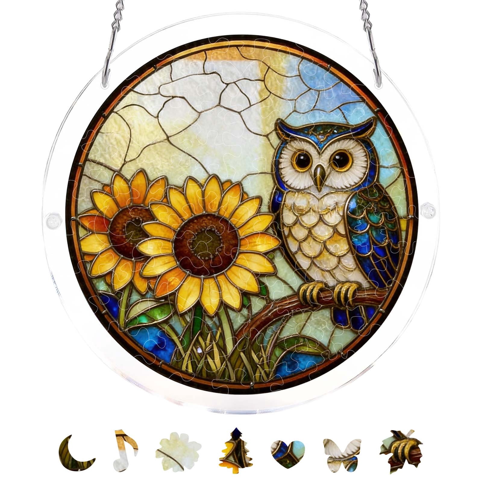 Image showcasing Acrylic Puzzle Suncatcher Window Hanging 83 Pieces Stained Glass Sun ...